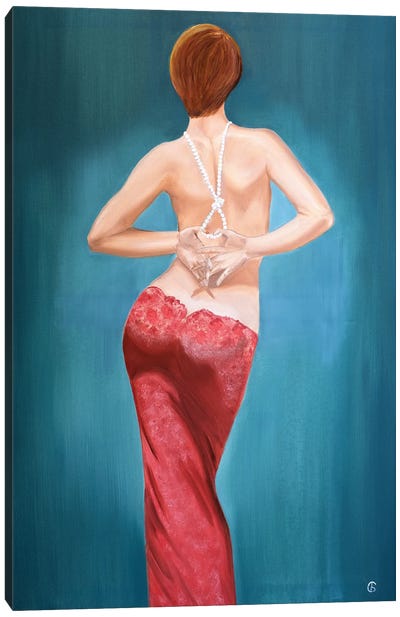 Woman With The Pearls Canvas Art Print - Svetlana Bagdasaryan