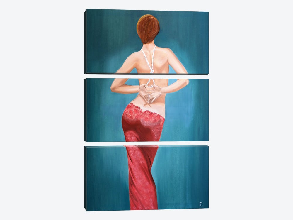 Woman With The Pearls by Svetlana Bagdasaryan 3-piece Canvas Print
