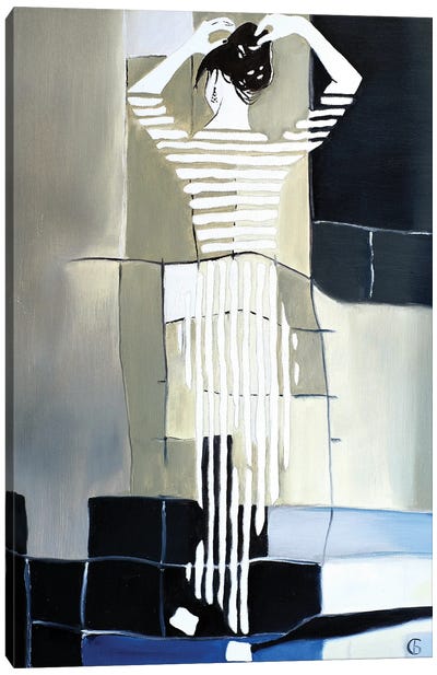 The Striped Woman Canvas Art Print - Graphic Fashion