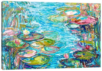 Dancing Reflections - Lights Up Canvas Art Print - Pond Art