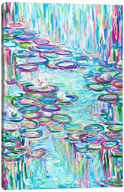 Rain On The Lake Canvas Art Print - Pond Art