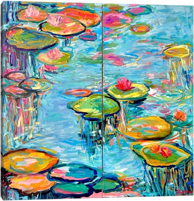 Dancing Reflections - Flow Canvas Art Print - Pond Art