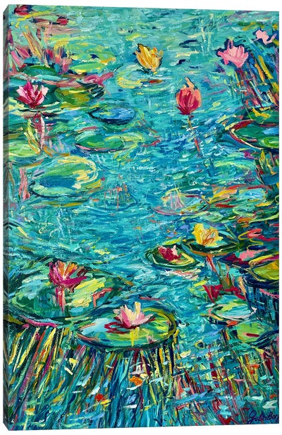 Dancing Reflections - Joy Canvas Art Print - Pond Art