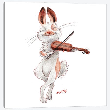 Bunny Playing Violin Canvas Print #BGM12} by Brigid Malloy Canvas Artwork