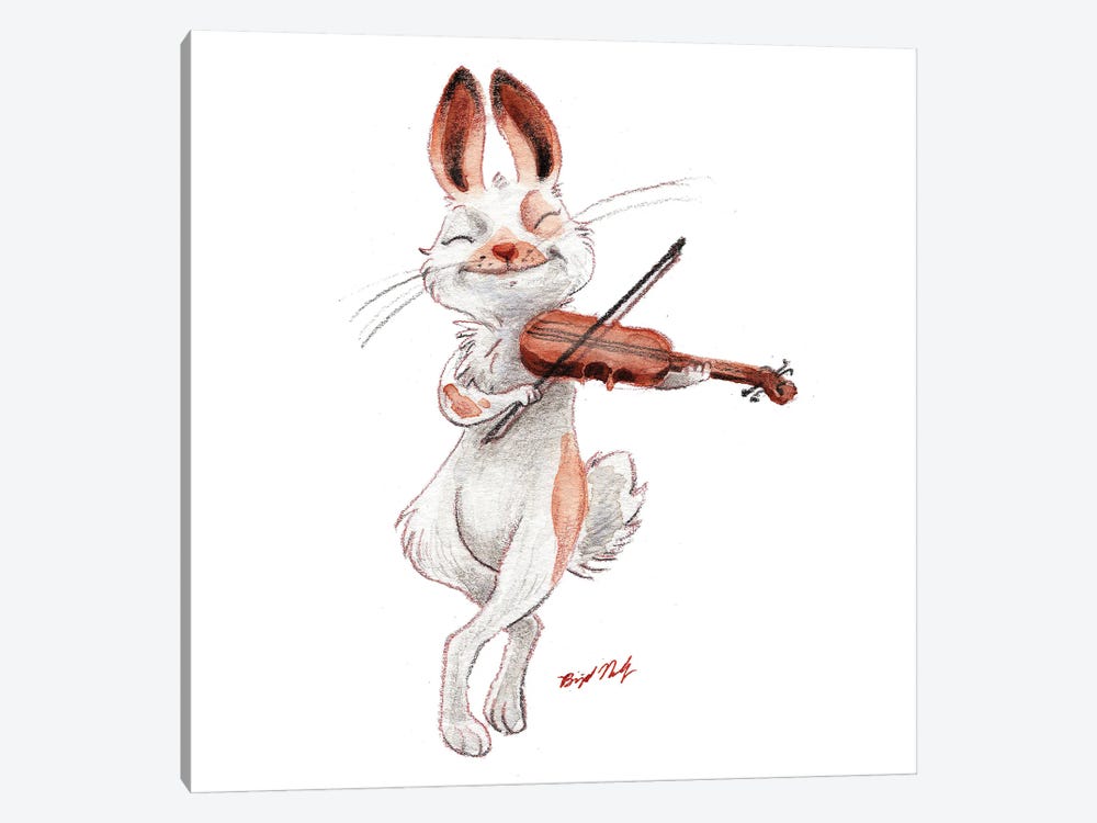 Bunny Playing Violin by Brigid Malloy 1-piece Canvas Art