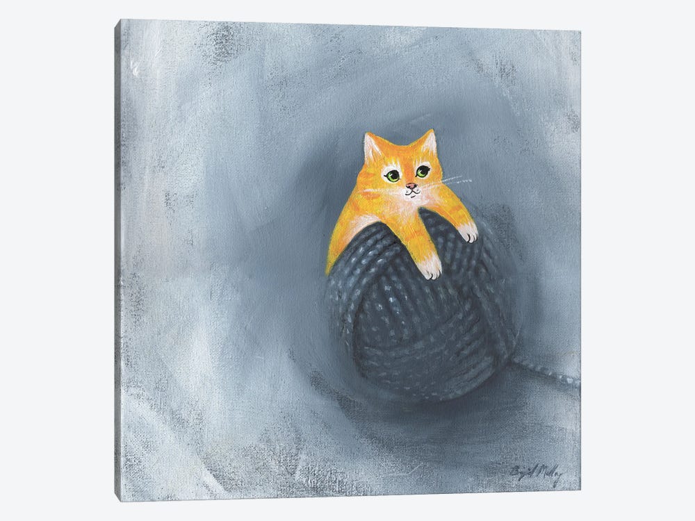Orange Cat On Ball Of Yarn by Brigid Malloy 1-piece Canvas Art Print