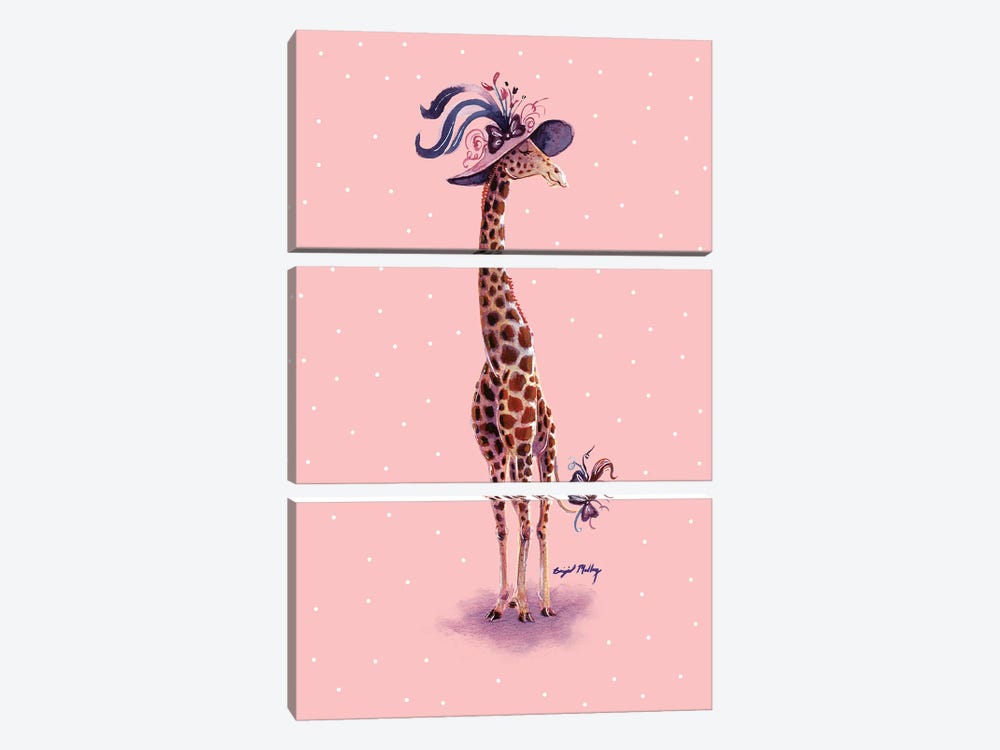 Giraffe in Fancy Hat by Brigid Malloy 3-piece Canvas Art