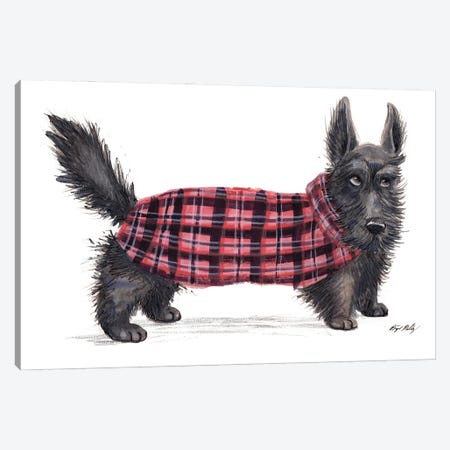 Scottie Dog In Red Sweater Vest Canvas Print #BGM20} by Brigid Malloy Art Print