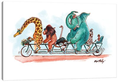 Zoo Bike Canvas Art Print - Giraffe Art