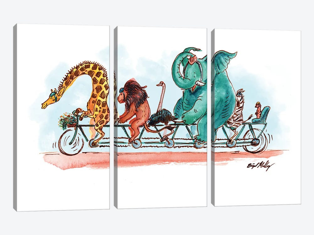 Zoo Bike by Brigid Malloy 3-piece Canvas Artwork