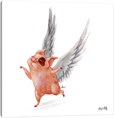 Flying Pig I Canvas Art Print - Pig Art
