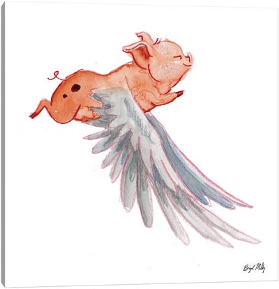 Flying Pig III Canvas Art Print - Pig Art