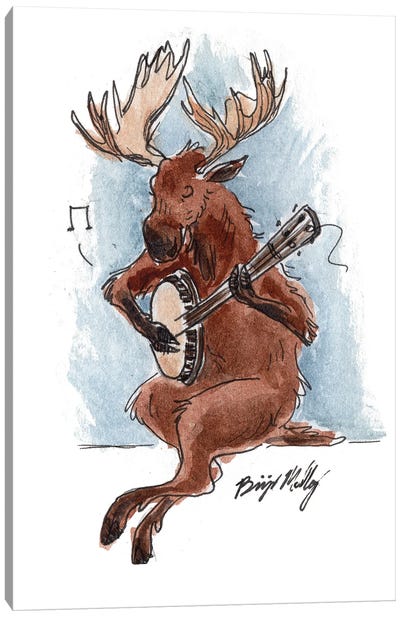 Banjo Moose Canvas Art Print - Musician Art