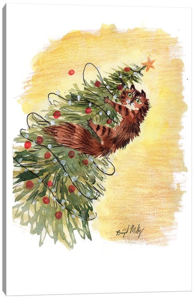 Cat In Xmas Tree Canvas Art Print - Brigid Malloy