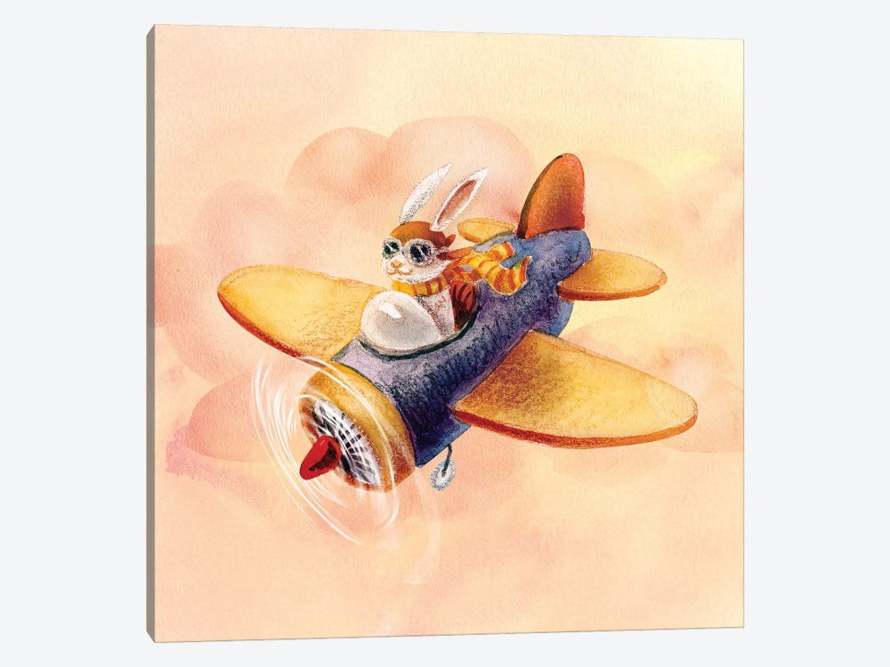 Bunny On A Plane by Brigid Malloy 1-piece Art Print
