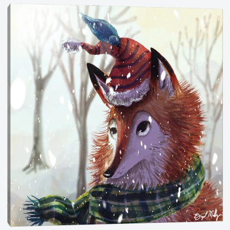 Fox And Bird Canvas Print #BGM32} by Brigid Malloy Canvas Art