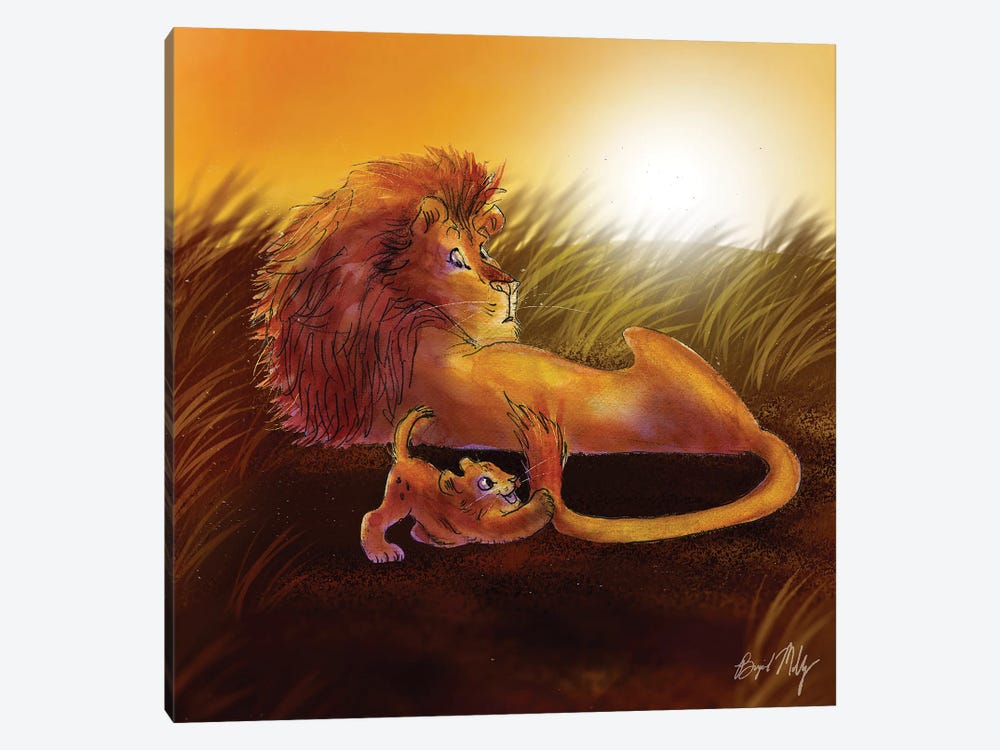 Lion And Cub by Brigid Malloy 1-piece Canvas Print