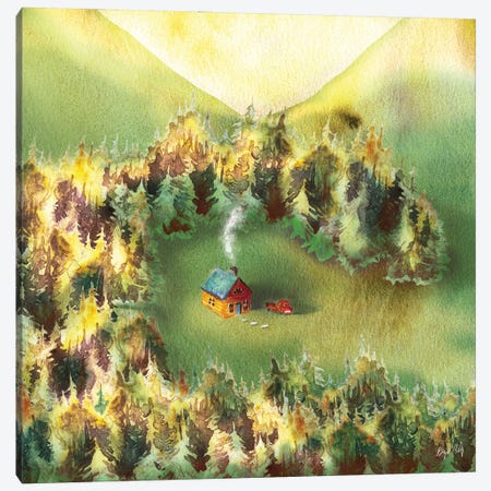 Little Cabin In Woods Canvas Print #BGM42} by Brigid Malloy Canvas Art Print