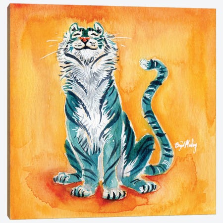 Blue Tiger Canvas Print #BGM8} by Brigid Malloy Canvas Artwork