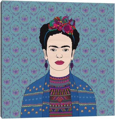Frida Kahlo Canvas Art Print - Ikat Patterns
