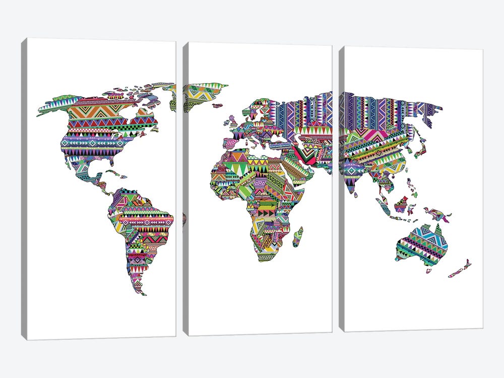 Overdose World Map by Bianca Green 3-piece Canvas Artwork