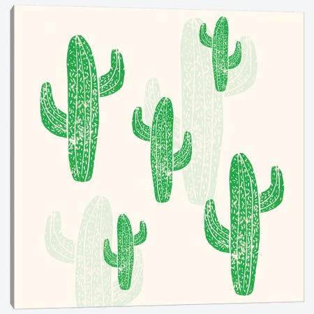 Linocut Cacti Canvas Print #BGR54} by Bianca Green Canvas Art