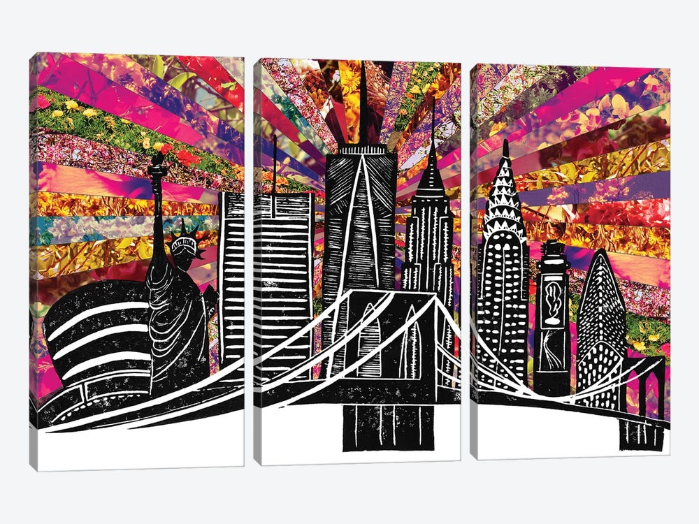 Blooming New York II by Bianca Green 3-piece Canvas Wall Art