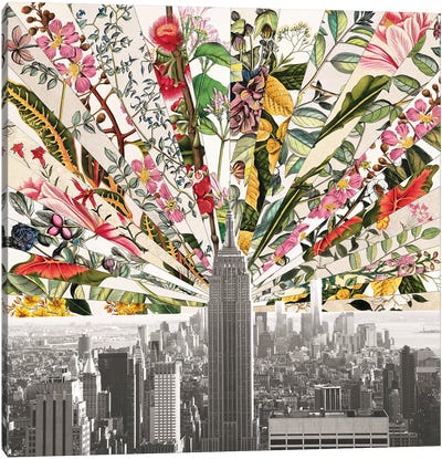 Vintage Blooming New York Canvas Art Print