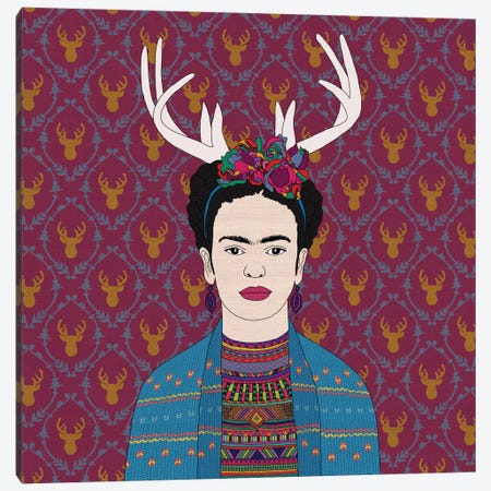 Deer Frida Canvas Print #BGR9} by Bianca Green Canvas Wall Art