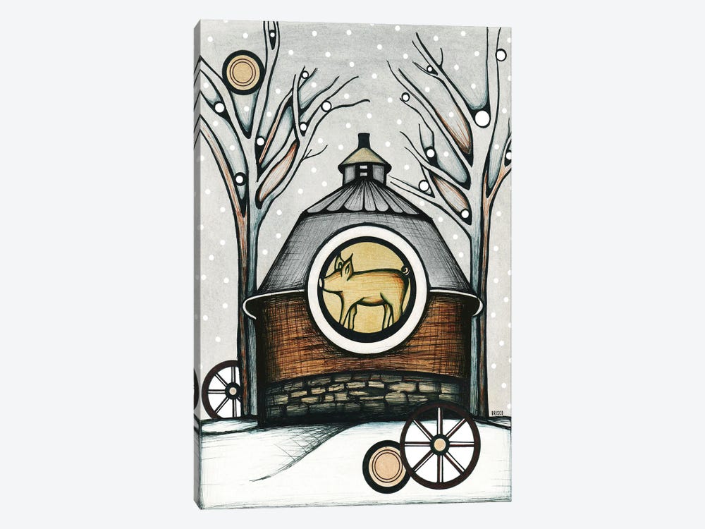 Round Barn In Winter by Bridgett Scott 1-piece Canvas Print