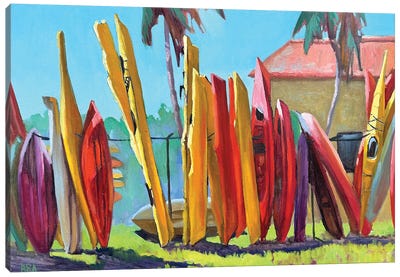 Yellow Kayaks Canvas Art Print - Anna Bogushevskaya