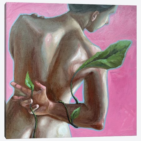 Human And Green Leaf Canvas Print #BGV30} by Anna Bogushevskaya Art Print