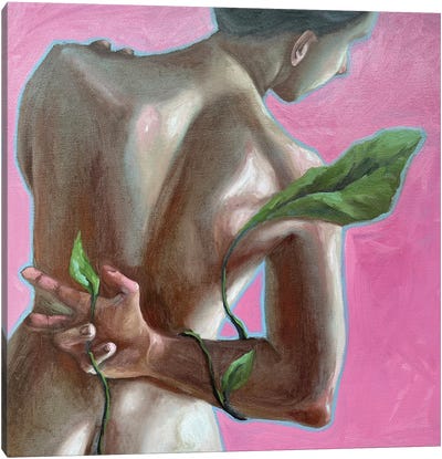 Human And Green Leaf Canvas Art Print - Anna Bogushevskaya