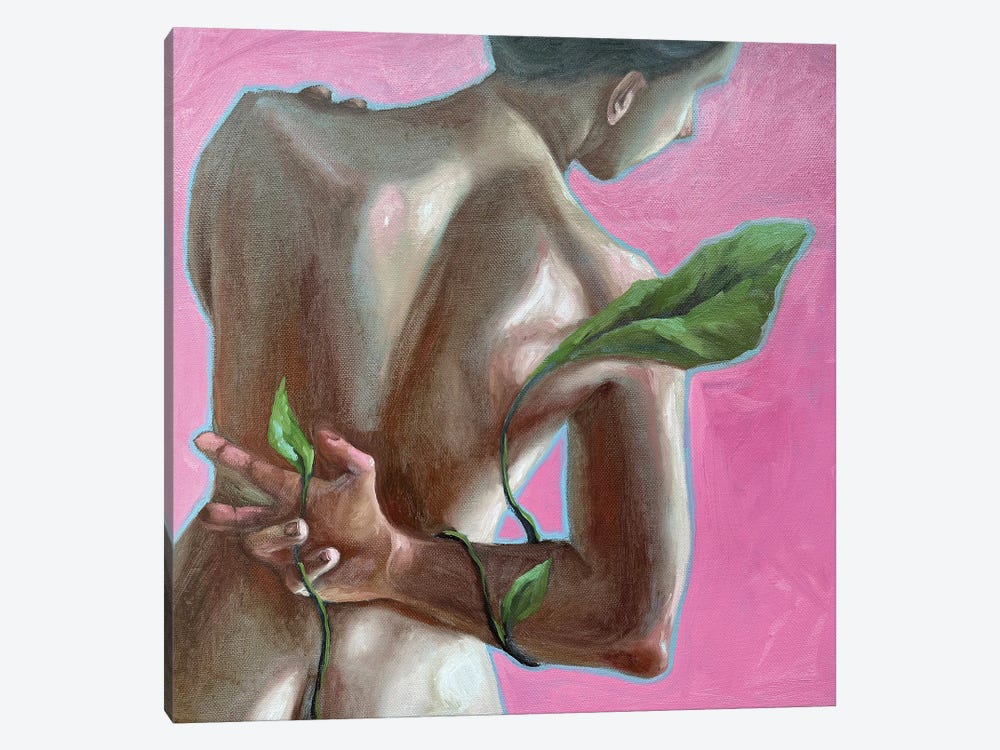 Human And Green Leaf by Anna Bogushevskaya 1-piece Canvas Artwork