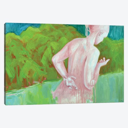 Pink Figure In Green Canvas Print #BGV35} by Anna Bogushevskaya Canvas Art