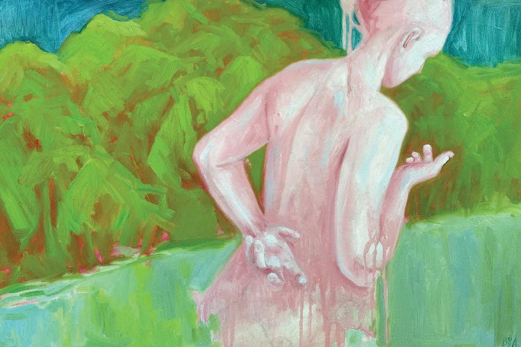 Pink Figure In Green