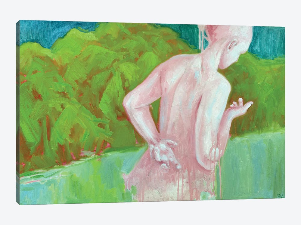 Pink Figure In Green by Anna Bogushevskaya 1-piece Canvas Art Print