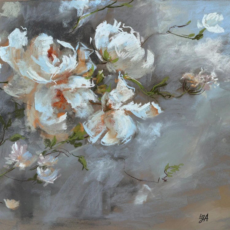 White Peonies And Thunder Sky