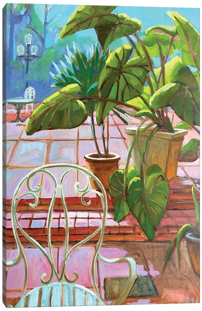Palm Leaves, Pink Floor Canvas Art Print - Plant Mom
