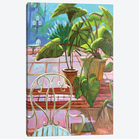 Palm Leaves, Pink Floor Canvas Print #BGV3} by Anna Bogushevskaya Canvas Art