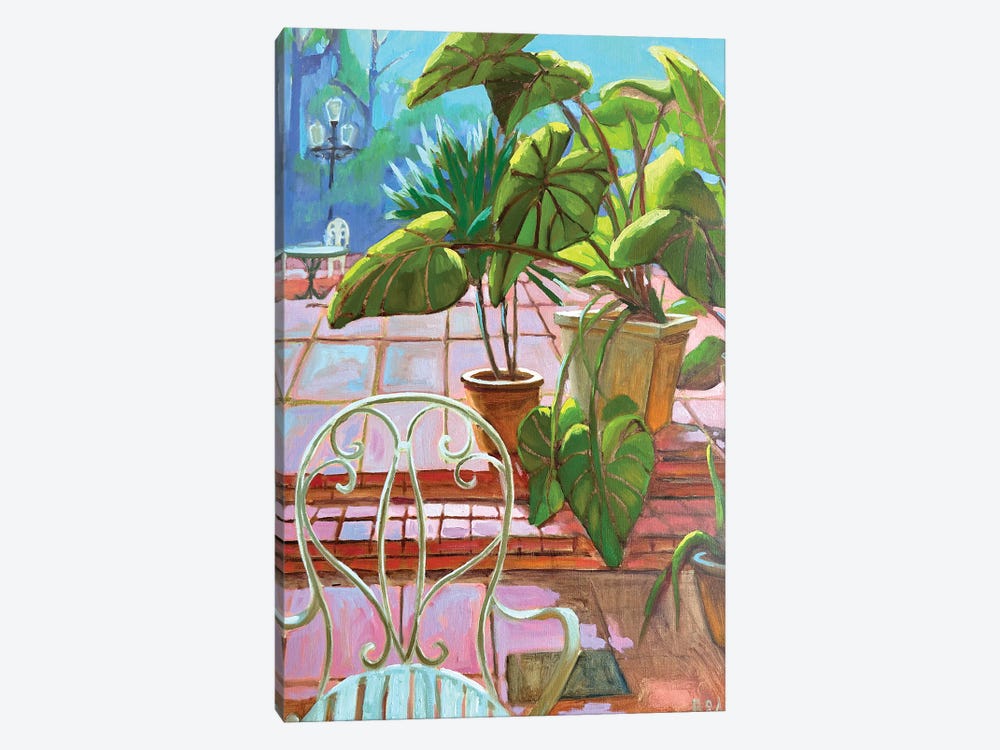 Palm Leaves, Pink Floor by Anna Bogushevskaya 1-piece Canvas Art Print