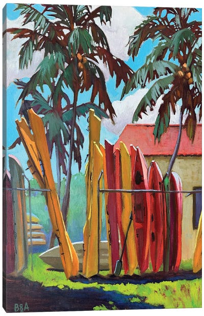 Coloured Kayaks Canvas Art Print - On Island Time