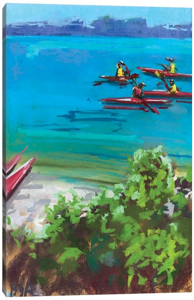 Red Kayaks Canvas Art Print - Anna Bogushevskaya