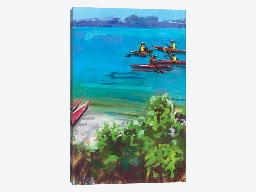 Red Kayaks by Anna Bogushevskaya 1-piece Canvas Art Print