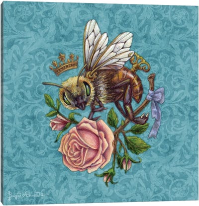 Bee Love Canvas Art Print - Turquoise Art