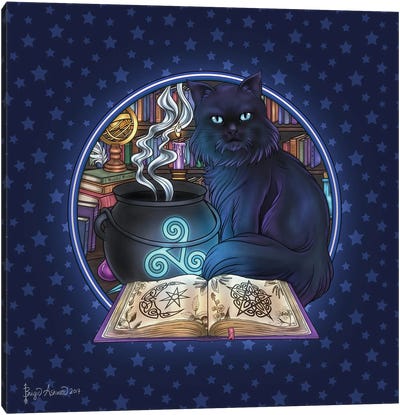 Black Cat Magick Canvas Art Print - Brigid Ashwood