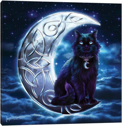Celtic Black Cat Canvas Art Print - Brigid Ashwood