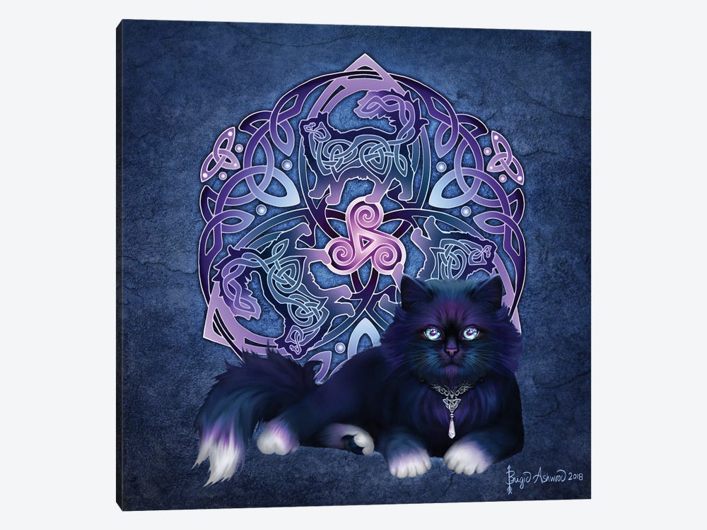 Celtic Black—Fluffy Cat by Brigid Ashwood 1-piece Canvas Art