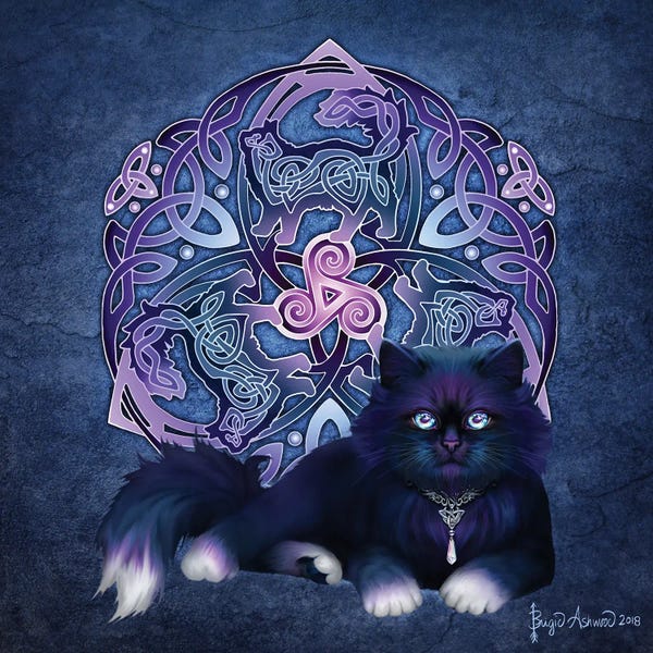 Global Patterns: Celtic Black—Fluffy Cat by Brigid Ashwood
