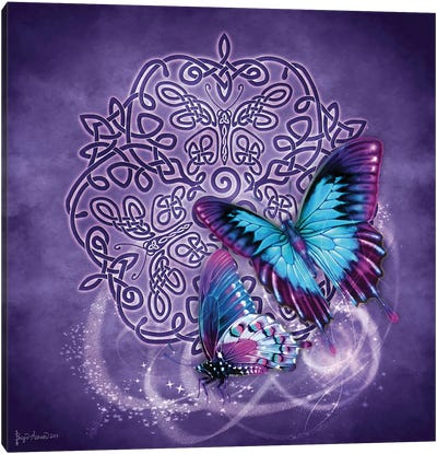Celtic Butterfly Canvas Art Print - Purple Art